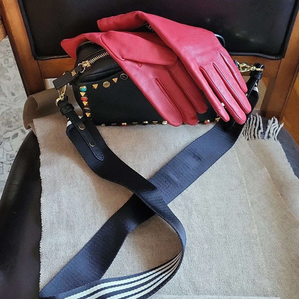 Nwt Fownes brothers leather gloves,cashmere lined, cherry,6.5